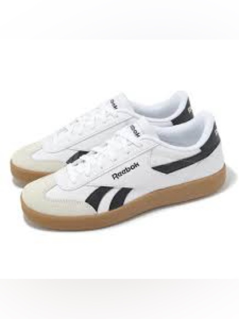 Reebok Men's White Black Gum-Soled Low-Top Sneakers